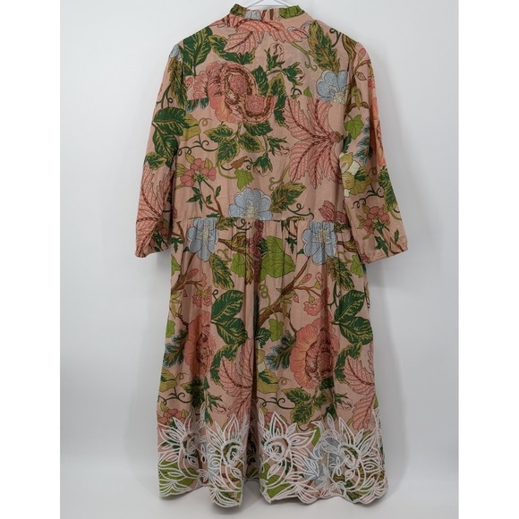 Soft Surroundings Bellicia Floral Embroidered Midi Dress Women's Size Large Pink - Picture 2 of 10